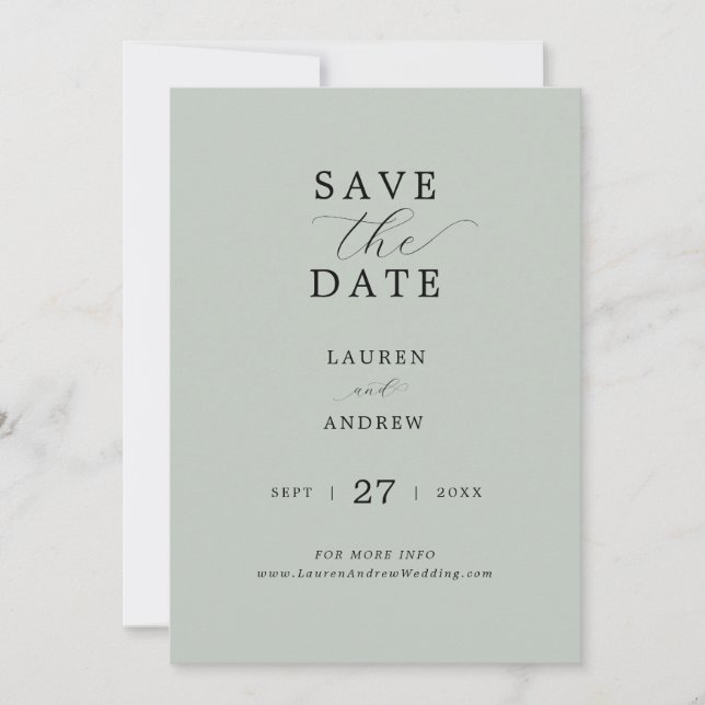 Green Script aus Sea Glass Elegante Moderne Hochze Save The Date (Vorderseite)