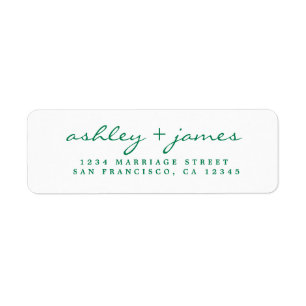 Green Script Elegant Wedding Return Address Label