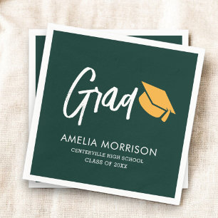 Green Script Graduate Minimalistischer Abschluss Serviette