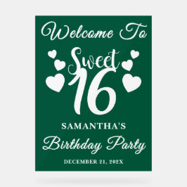 Green Script Weihnachten Sweet 16 Geburtstag Willk Acrylschild