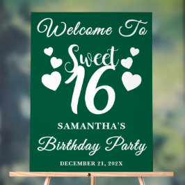 Green Script Weihnachten Sweet 16 Geburtstag Willk Acrylschild
