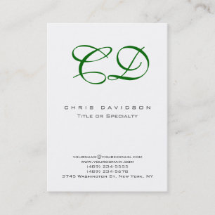 Green Script White Contemporary Business Card Visitenkarte