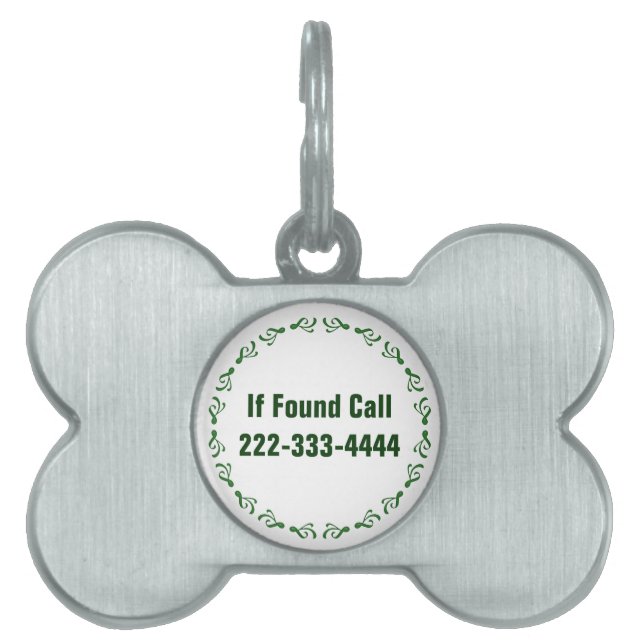Green Scroll Pet ID-Tag Tiermarke (Vorderseite)