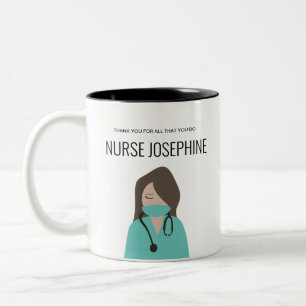 Green Scrubs Danke, Nurse Personalisiert Zweifarbige Tasse