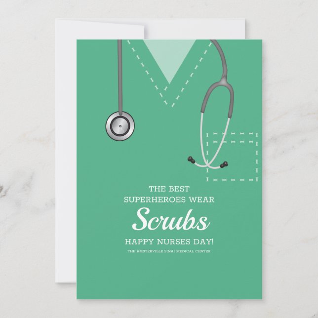 Green Scrubs Nurbs Day Card Einladung (Vorderseite)