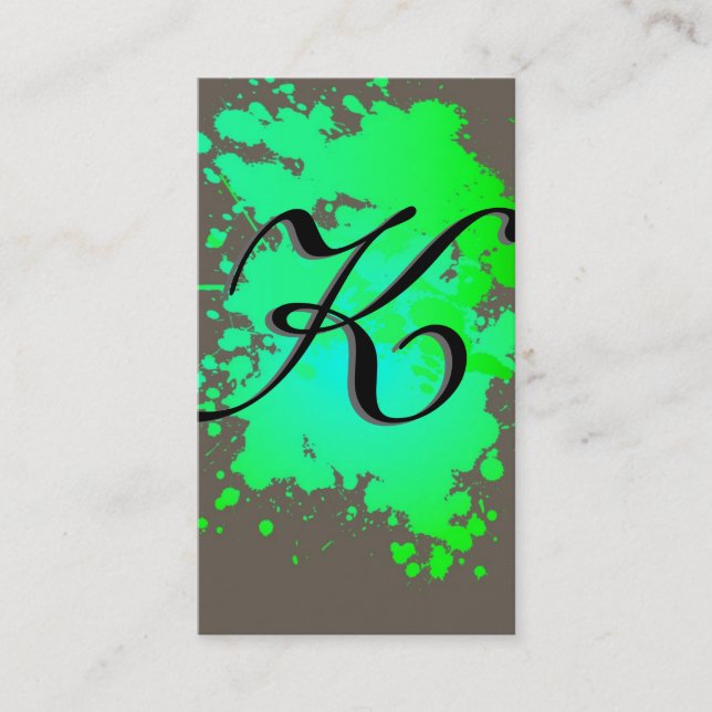 Green Sea Foam Tinte Paint Splash Business Card Visitenkarte (Vorderseite)