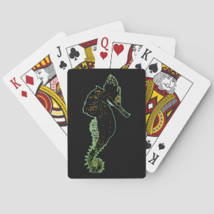 Green Sea Horse Vector Zeichne Spielkarten