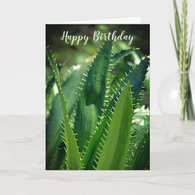 Green Sea Leaf Garden Pflanze Happy Birthday Karte (Vorderseite)