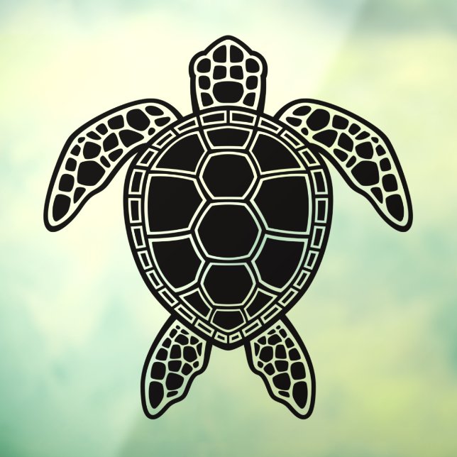 Green Sea Turtle Design - Schwarz Fensteraufkleber (Blatt 3)