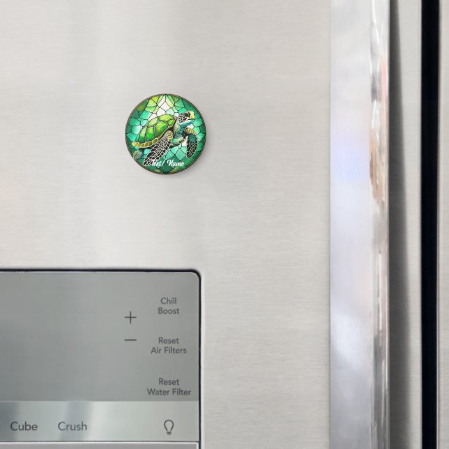 Green Sea Turtle Stain Glass Design Magnet (In Situ (Kühlschrank))