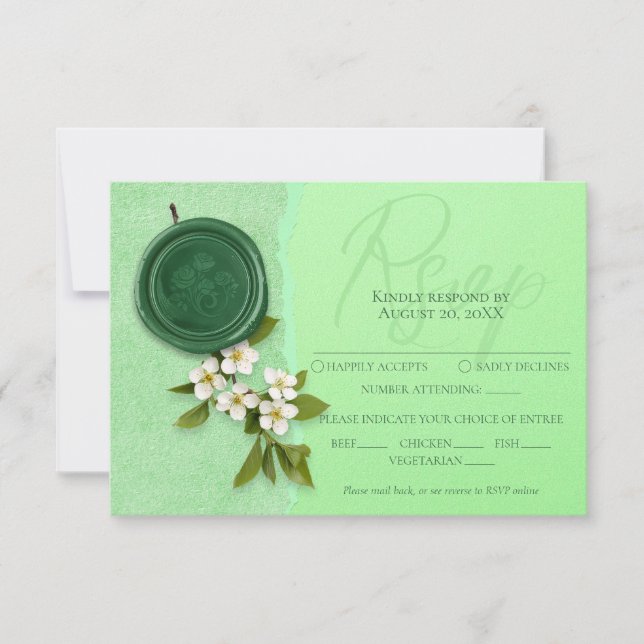 Green Seal Wedding Response Card RSVP Karte (Vorderseite)