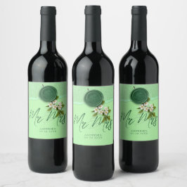 Green Seal Wedding Wine Label Weinetikett