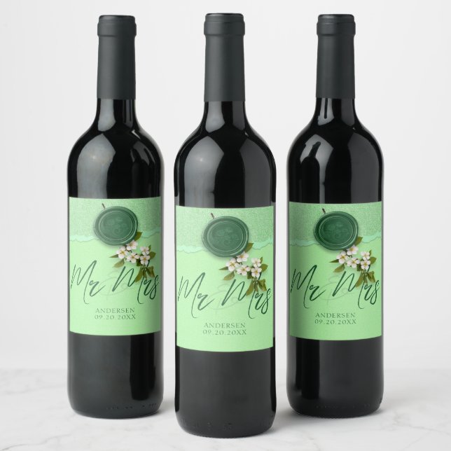 Green Seal Wedding Wine Label Weinetikett (Flaschen)