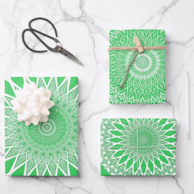 Green Seedling Tristyns Mandala Geschenkpapier Set (Vorderseite)