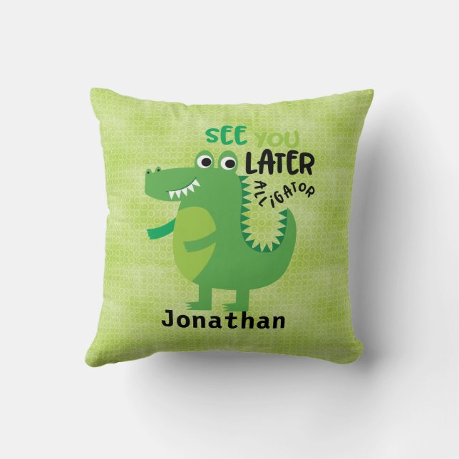 Green sehen Sie später Alligator Personalisiert Kissen (Rückseite)