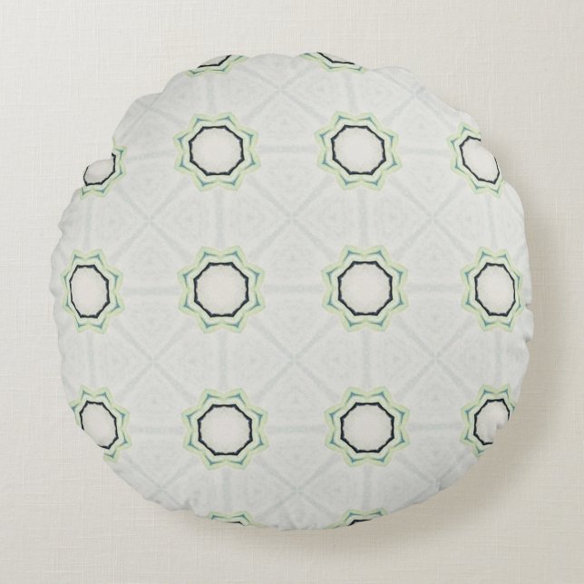 Green Serene Bloom Rundes Kissen (Vorderseite)