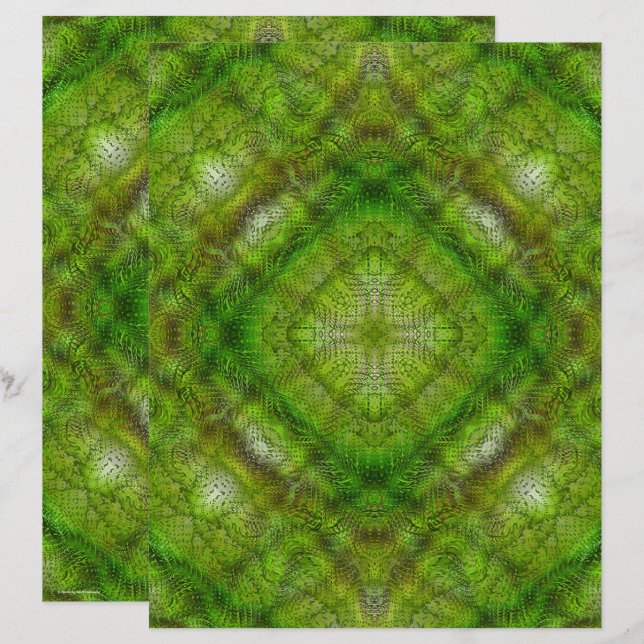 Green Serene Gardens Scrapbook Paper 2-Sided Page (Vorne/Hinten)