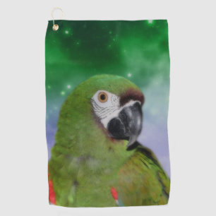Green Severe Macaw Parrot Bird Art Golfhandtuch