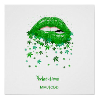 Green Sexy MMJ Lips Poster