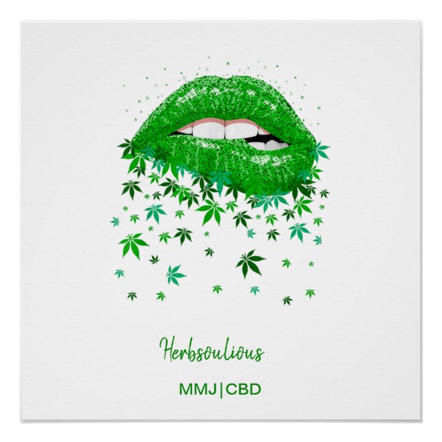 Green Sexy MMJ Lips Poster (Vorderseite)