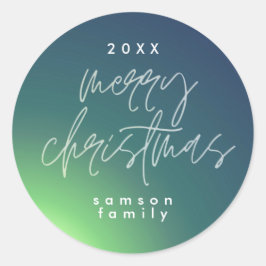 Green Shade Elegantes Weihnachtsfest Gradient Holi Runder Aufkleber