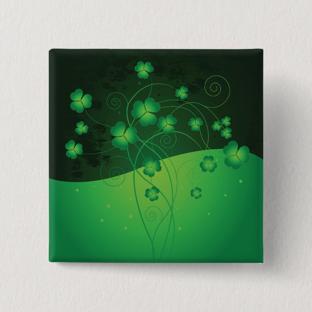 Green Shamrock Clover St Patrick’s Day Luck Button (Vorderseite)