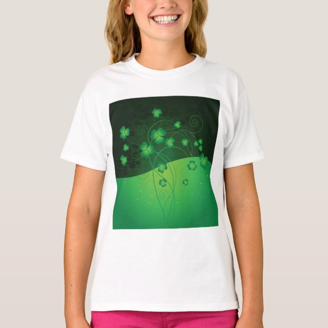 Green Shamrock Clover St Patrick’s Day Luck T-Shirt (Vorderseite)