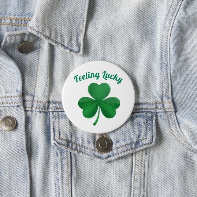Green Shamrock Feeling Lucky St. Patrick's Day But Button (Beispiel)