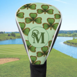 Green Shamrock Head Covers With Custom Monogram Golf Headcover