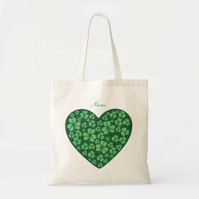 Green Shamrock heart Irish Tragetasche (Vorne)