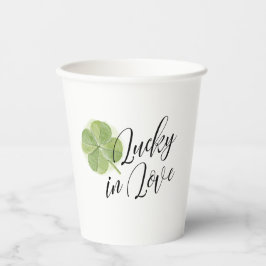 Green Shamrock Lucky in Love Bridal Shower Pappbecher