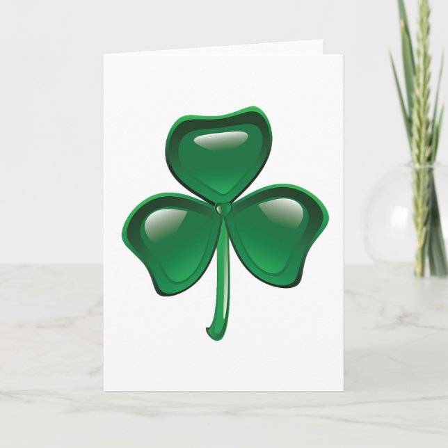 Green Shamrock Three-Leaf Clover Karte (Vorderseite)