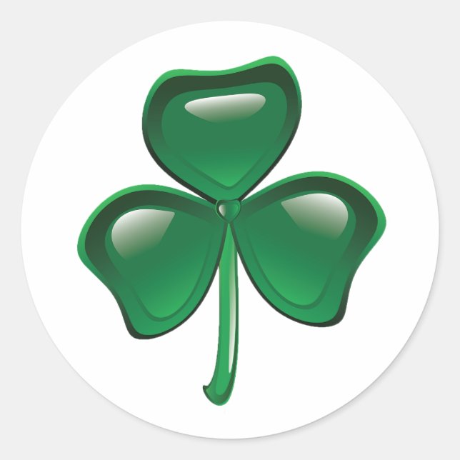 Green Shamrock Three-Leaf Clover Runder Aufkleber (Vorderseite)