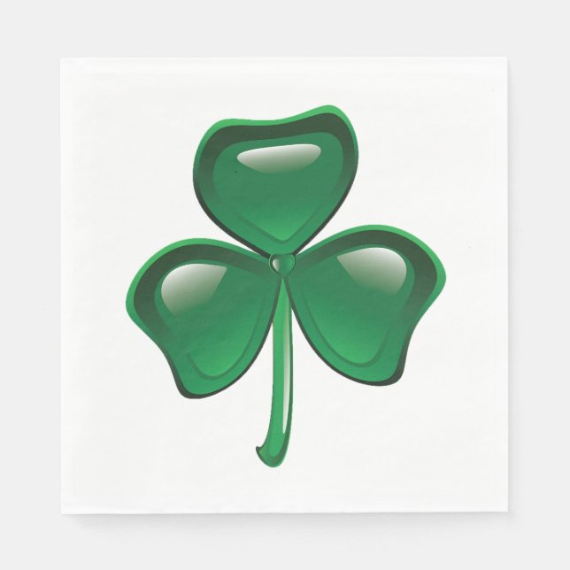 Green Shamrock Three-Leaf Clover Serviette (Vorderseite)