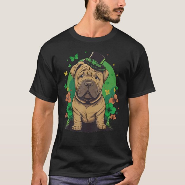 Green Shar Pei shamrock on St Patricks Day Shar Pe T-Shirt (Vorderseite)