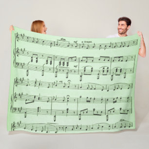 Green Sheet Music Fleecedecke