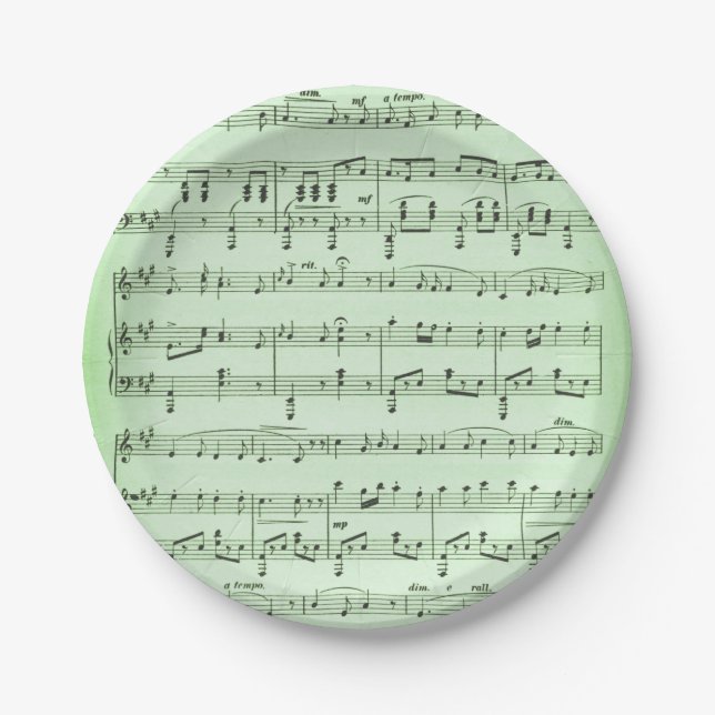 Green Sheet Music Pappteller (Vorderseite)