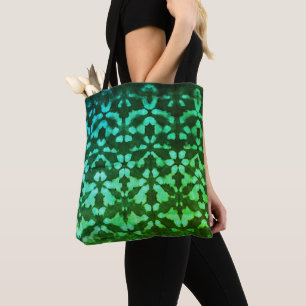 Green Shibori Print Muster Tote Bag
