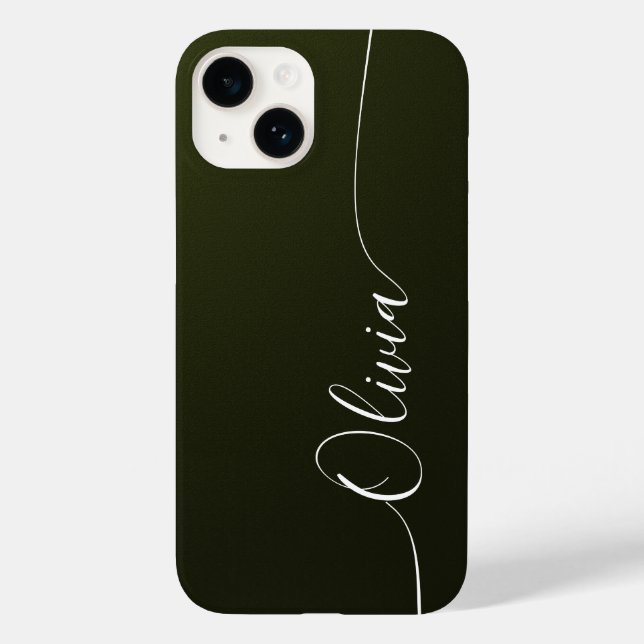 Green Shimmer Eleganter Calligrafy Script Name Case-Mate iPhone Hülle (Rückseite)