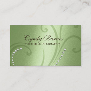 Green Shimmer und Crystals Business Card Visitenkarte