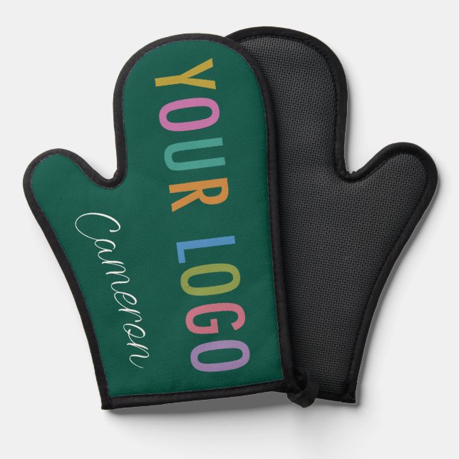 Green Silicone Oven Mitt mit Firmenlogo und Firmen Ofenhandschuh (Vorderseite/Rückseite)