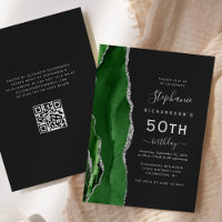 Green Silver Agate QR Code 50. Geburtstag