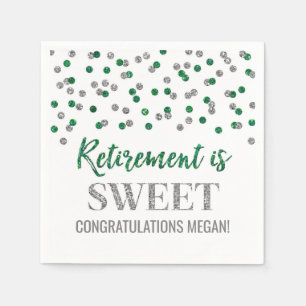 Green Silver Confetti Retirement ist süß Serviette