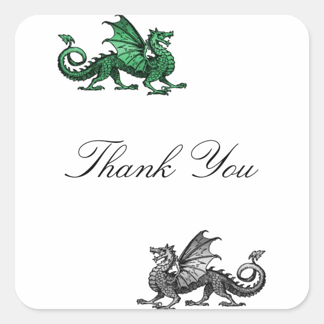 Green Silver Dragon Danke Stickers (Vorderseite)