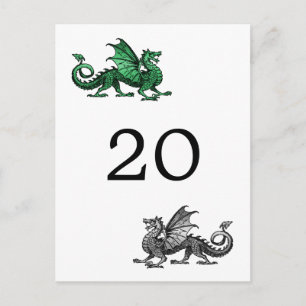 Green Silver Dragon Tischnummer Postcard