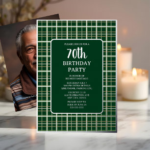 Green Silver Geometric 70. Custom Birthday Party Folieneinladung