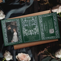 Green Silver Royal Medieval Sword Wedding QR Code