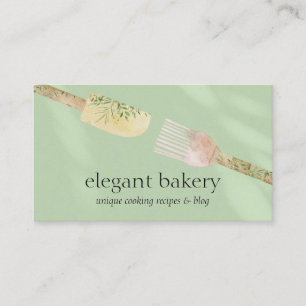 Green Simple Bakery Eleganine Feminine Logo Koch Visitenkarte