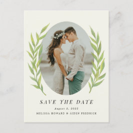 Green Simple Branch Verlobung Foto Save the Date Postkarte