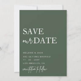 Green Simple Calligraphy Save the Date
